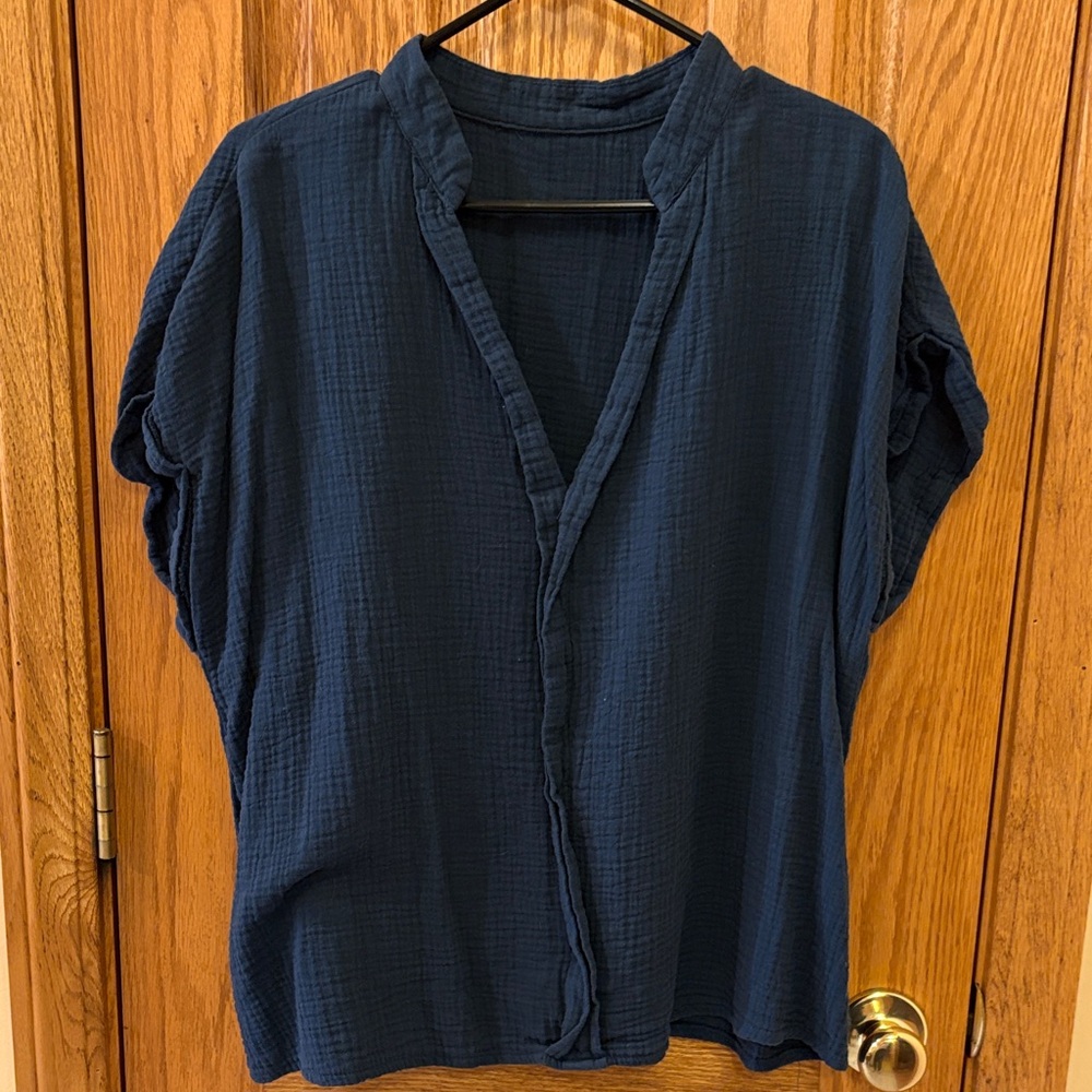 SHEIN Curve Navy V-Neck Top